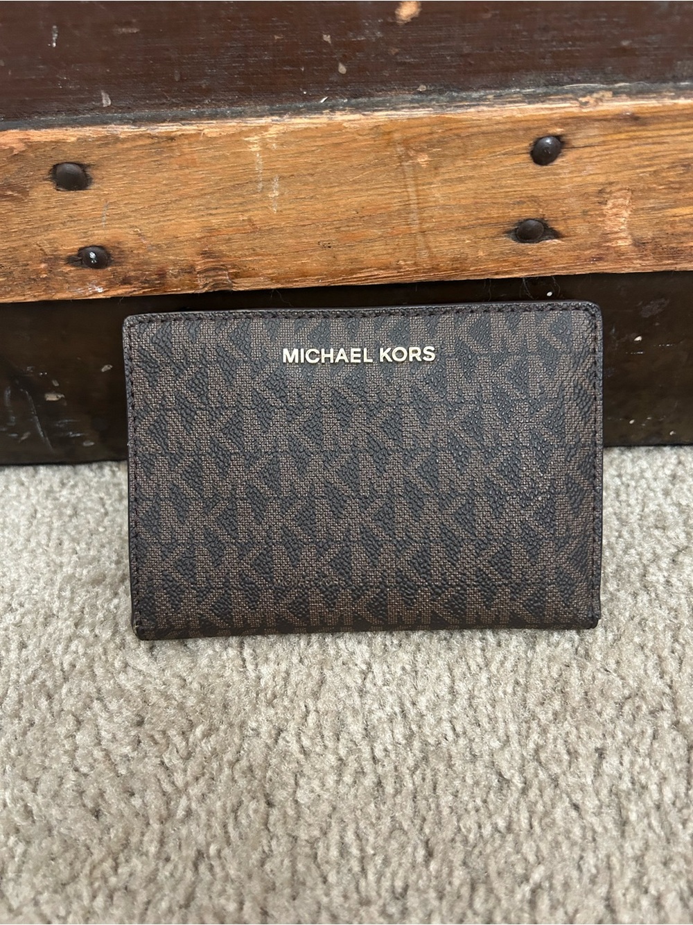 Michael Kors Chocolate Brown Logo-Print Card Holder